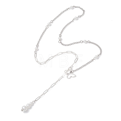 Alloy Butterfly Lariat Necklaces NJEW-JN05693-1