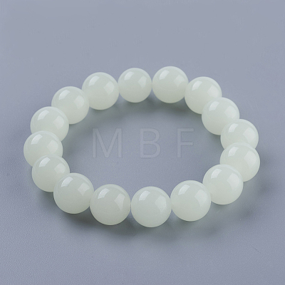 Synthetic Luminous Stone Beaded Stretch Bracelet BJEW-P203-8mm-01A-1