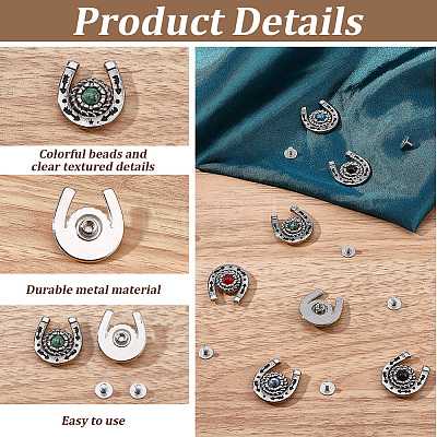 8Pcs 4 Styles Alloy & Natural African Turquoise(Jasper) & Natural Carnelian & Natural Black Stone & Dyed Natural Blue Agate Decorative Rivets HJEW-CP00084-1