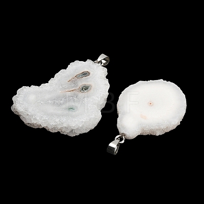 Natural White Druzy Agate Slice Big Pendants GG-K002-17A-1