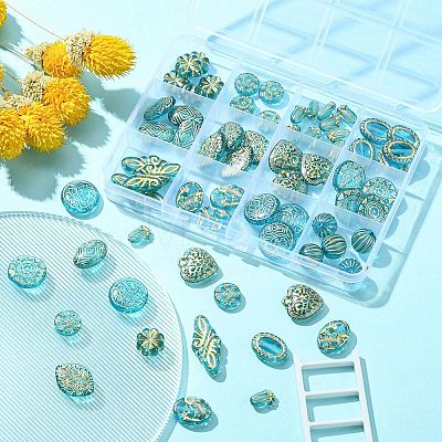 12 Styles Plating Acrylic Beads FIND-YW0003-05-1