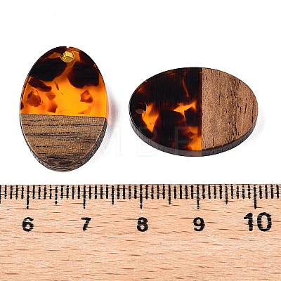 Transparent Resin and Walnut Wood Pendants RESI-T057-04D-1