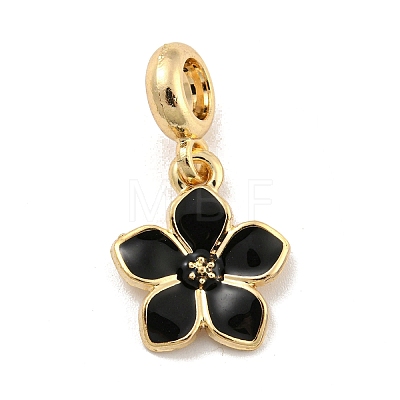 Rack Plating Alloy Enamel Flower European Dangle Charms FIND-B034-55G-06-1