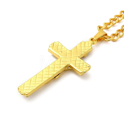 Cross with Jesus Alloy Pendant Necklace with Iron Box Chains NJEW-D048-04AG-1