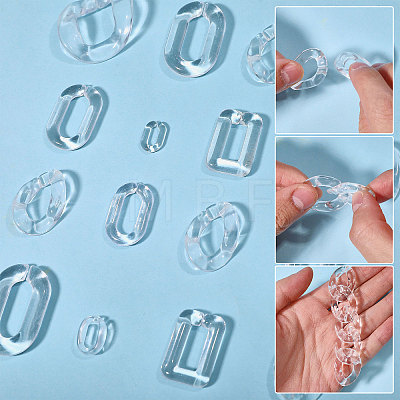 170Pcs 8 Styles Transparent Acrylic Linking Rings TACR-CA0001-35-1