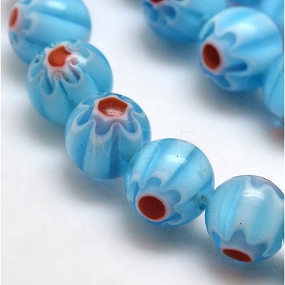 Round Millefiori Glass Beads Strands LK-P002-04-1