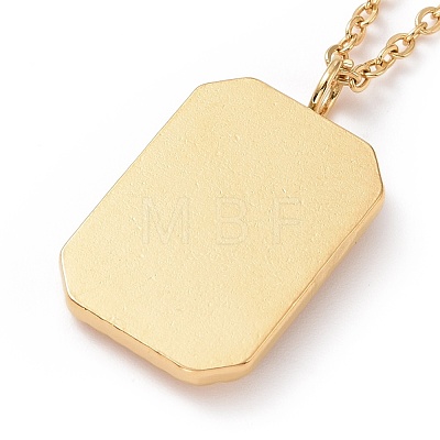 Ion Plating(IP) 304 Stainless Steel Rectangle with Hand Pendant Necklace for Women NJEW-E014-02G-1