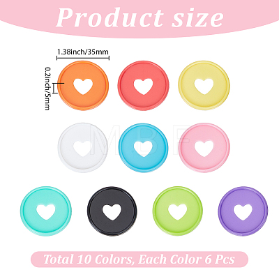 60Pcs 10 Colors Plastic Loose Leaf Ring Round Binder Discs FIND-GF0009-71-1