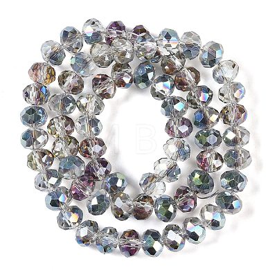 Half Rainbow Plated Faceted Rondelle Glass Beads Strands GLAA-A024E-HR01-1