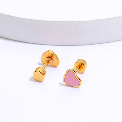 Stainless Steel Heart Screw Stud Earrings CN3729-4-1