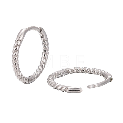 Unisex Rhodium Plated 925 Sterling Silver Hoop Earrings EJEW-AA00271-06P-1
