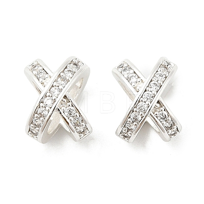 Brass Micro Pave Cubic Zirconia Beads KK-P297-06S-1