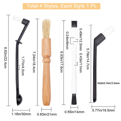 Gorgecraft 4Pcs 4 Style Nylon & Wood Brush Cleaning Tool TOOL-GF0002-97-1