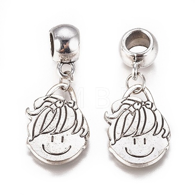 Antique Silver Plated Alloy European Dangle Charms MPDL-L028-04AS-1