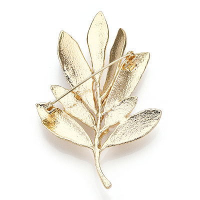 Natural Pearl Leaf Brooches for Women JEWB-N001-11G-1