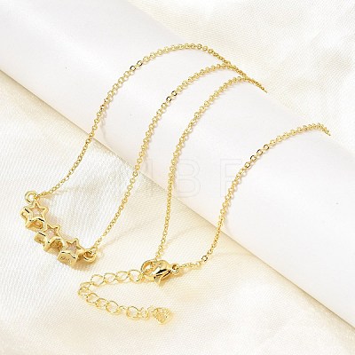 Brass Glass Triple Star Pendant Necklaces KK-CBAB173-03G-09-1