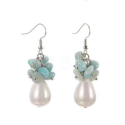 Natural Mixed Gemstone Dangle Earrings EJEW-JE02823-1