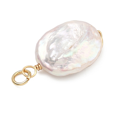 Spiral Copper Wire Wrapped Natural Nucleated Baroque Keshi Pearl Pendants PALLOY-JF05276-03-1