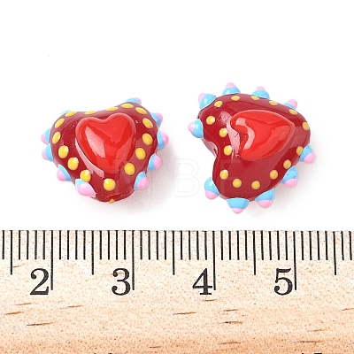 Baking Paint Glass Bumpy Beads Heart LAMP-V001-09H-1
