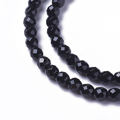 Natural Black Onyx Beads Strands G-F596-28-3mm-1