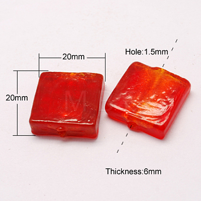 Handmade Silver Foil Lampwork Beads FOIL-S006-20x20mm-01-1