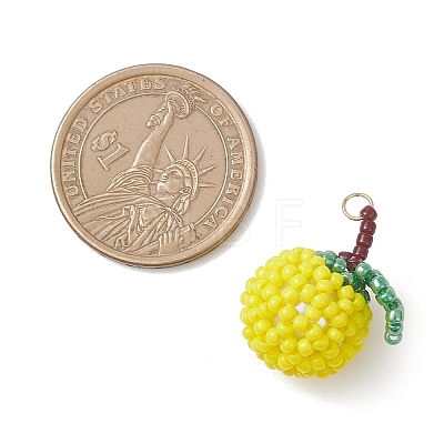 Glass Seed Beaded Orange Pendants PALLOY-MZ01134-1