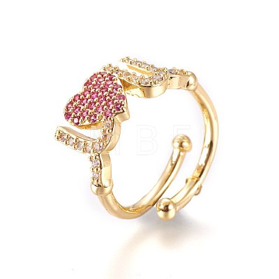 Adjustable Brass Micro Pave Cubic Zirconia Finger Rings RJEW-L086-01G-1