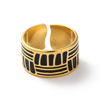 304 Stainless Steel Enamel Cuff Rings for Men RJEW-M171-35G-1