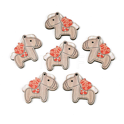 Printed Wooden Pendants WOOD-T033-01C-1