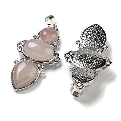 Natural Rose Quartz Pendants G-Q158-04E-1