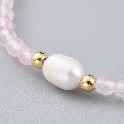 Natural Rose Quartz Beads Stretch Bracelets BJEW-JB04676-01-1