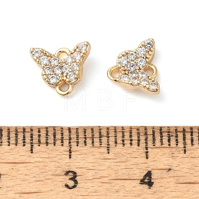 Brass Pave Clear Cubic Zirconia Connector Charms KK-G503-34G-1