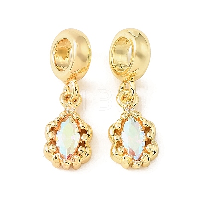 Brass Micro Pave Clear Cubic Zirconia European Dangle Charms CU-CBA9CBD-10G-1