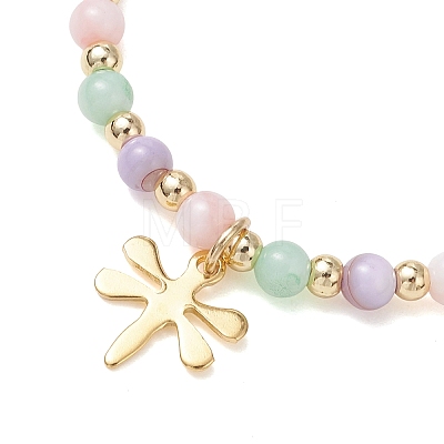 Natural Shell Bead & 304 Stainless Steel Dragonfly &
Alloy Enamel Teardrop with Butterfly Pattern Pendant Necklace & Charm Bracelets Sets SJEW-JS01376-1