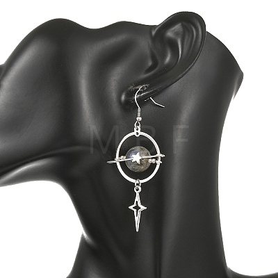 Natural Labradorite & Alloy Pendant Dangle Earrings EJEW-TA00818-01-1