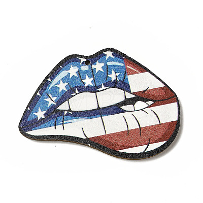 American Flag Theme Single Face Printed Aspen Wood Big Pendants WOOD-G014-10-1