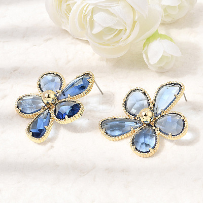 Brass Glass Stud Earrings for Women KK-CBABDD8-18G-1