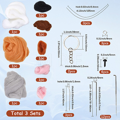 1 Set Cat Needle Felting Kit DIY-SC0030-17B-1