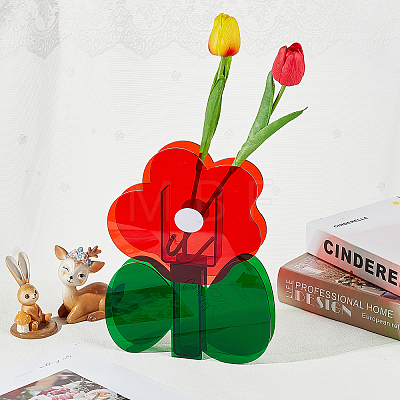 Flower Shape Plastic Vase DIY-WH0227-16-1