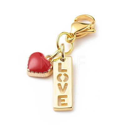 Alloy Enamel Heart Pendant Decorations HJEW-JM00713-01-1