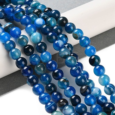 Natural Striped Agate/Banded Agate Beads Strands G-Z060-A01-A11-1