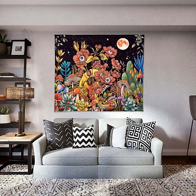 Black Light Abstract Botanical Wall Tapestry JX154E-1