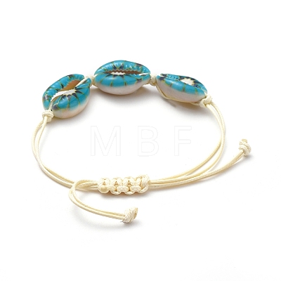 Printed Cowrie Shell Beads Braided Beads Bracelets BJEW-JB05053-06-1