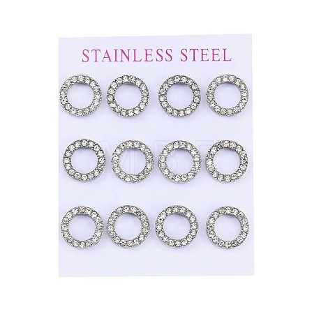 304 Stainless Steel Stud Earrings EJEW-C099-09P-02-1
