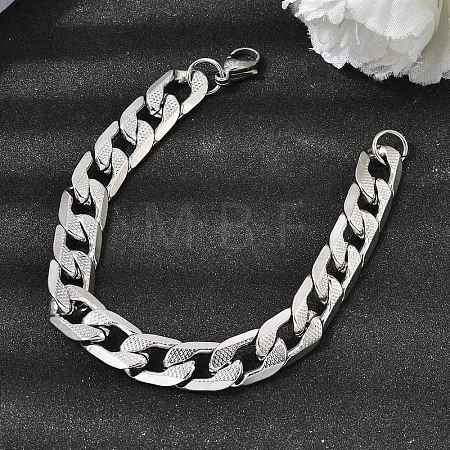 201 Stainless Steel Cuban Link Chains Bracelets for Women Men STAS-T077-19A-04P-1