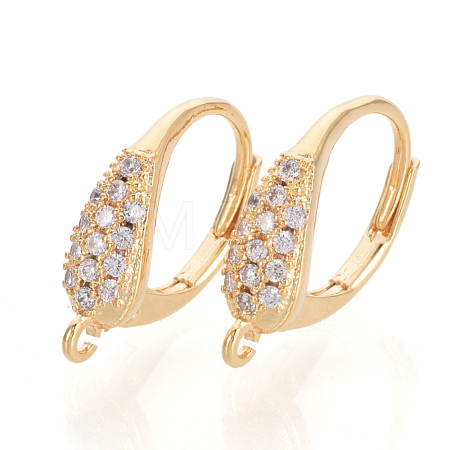 Brass Cubic Zirconia Leverback Earring Findings KK-S340-45G-1