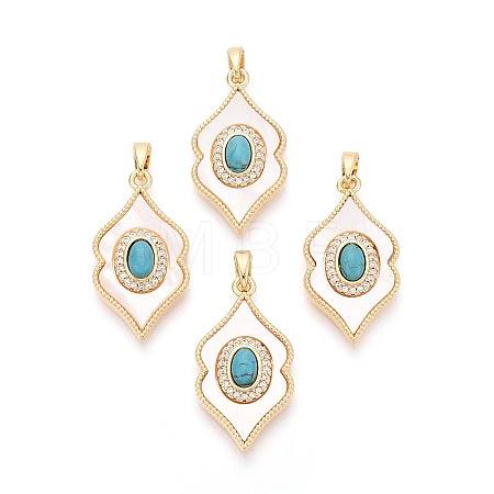 Synthetic Turquoise with Shell Pendants KK-N287-12G-02-1