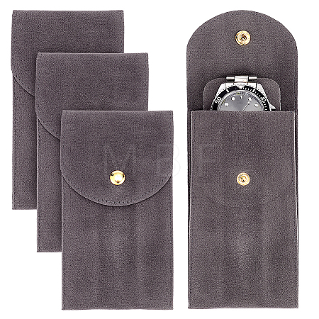 Rectangle Velvet Single Watch Storage Bag with Flip Cover LS-ABAG-WH0044-46A-1
