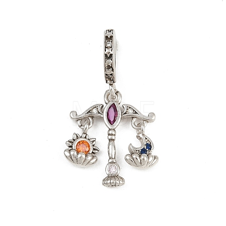 Brass Colorful Rhinestone European Dangle Charms KK-P324-07P-1