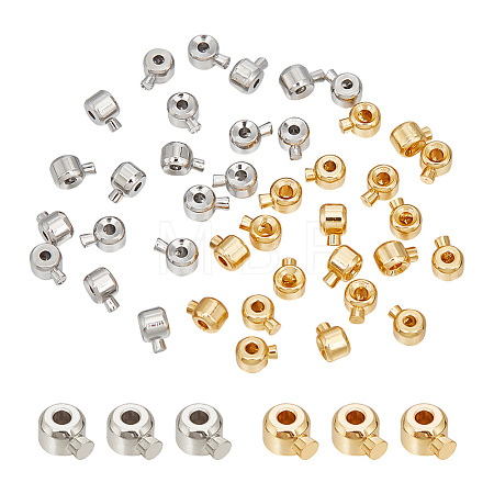 40Pcs 2 Colors Brass Crimp Beads KK-AR0003-27-1